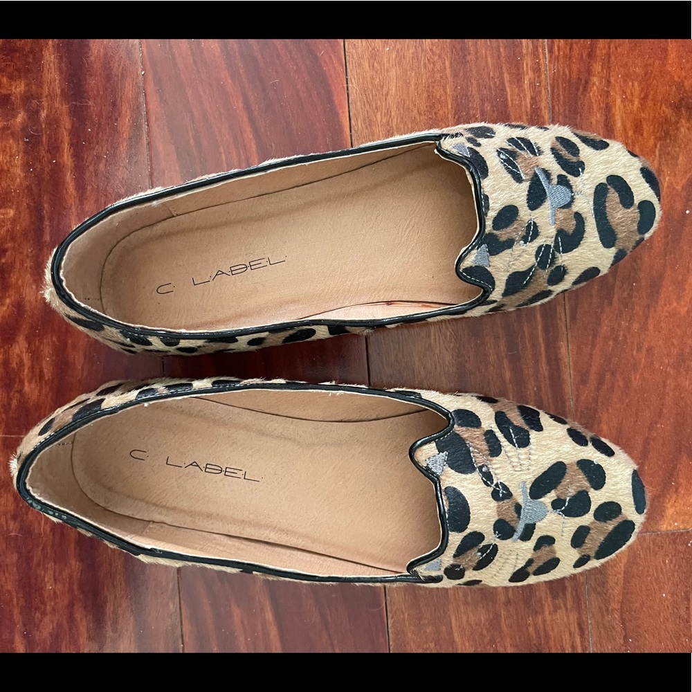 C Label ‘Judy’ Kitty Smoking Slipper Leopard Flats